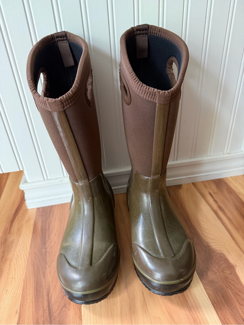 Bogs Olive Green and Brown Tall Waterproof Pull-On Boots
